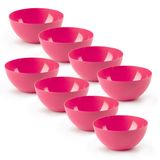 Plasticforte Kommetjes/Schaaltjes - 8x - Dessert/Ontbijt - Kunststof - D17 x H8 cm - Fuchsia Roze