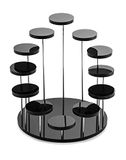 QWORK Ronde acryl producten Display Riser Stands, 12 Tier Sieraden Display Stands voor Ringen Oorbellen, Mini Beeldjes, Zwart