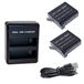 Suptig - Set de 2 batteries avec chargeur pour GoPro HERO4 Black, Gopro HERO4 Silver et Gopro AHDBT-401