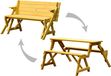 Markenlos Multifunctionele picknickbank van massief hout, 2-in-1: een tuinbank en een tafel voor 4 personen, ideaal voor buiten, afmetingen: 138 x 144 x 77 cm, naturel