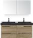 BES LED Seville Badmeubelset 120 cm - 4 Laden Natuur Eiken - Wastafel Hardsteen Wit Lucca met Spiegelkast