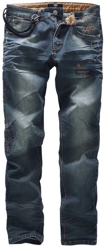 Black Premium by EMP Blauwe spijkerbroek met stonewashed look, vernietigde effecten en praktische zakken met 5 vakken – verborgen ritssluiting - Heren - W30L32