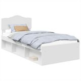vidaXL Cadre de lit avec tête de lit blanc 90 x 190 cm Bois de pin massif