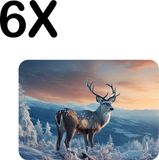 BWK Collections Placemat Set - Winter Mountain Deer - 6 Pack - 40x30cm - Plastic - Washable