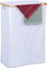 Merkloos Relaxdays Wasmand met deksel, 105 l, bamboe en polyester, opvouwbaar, draagbaar, wit/naturel