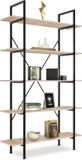 Tectake Boekenkast met 5 planken - Vintage Hout en Metaal - Lichtbruin