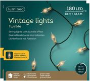 Lumineo Vintage kerstverlichting - 2x - 180 led lampjes - klassiek warm wit - 18 m - 8-functies