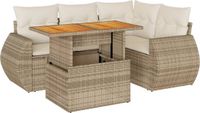 vidaXL 5-delige dining loungeset met kussens, polyrattan, beige