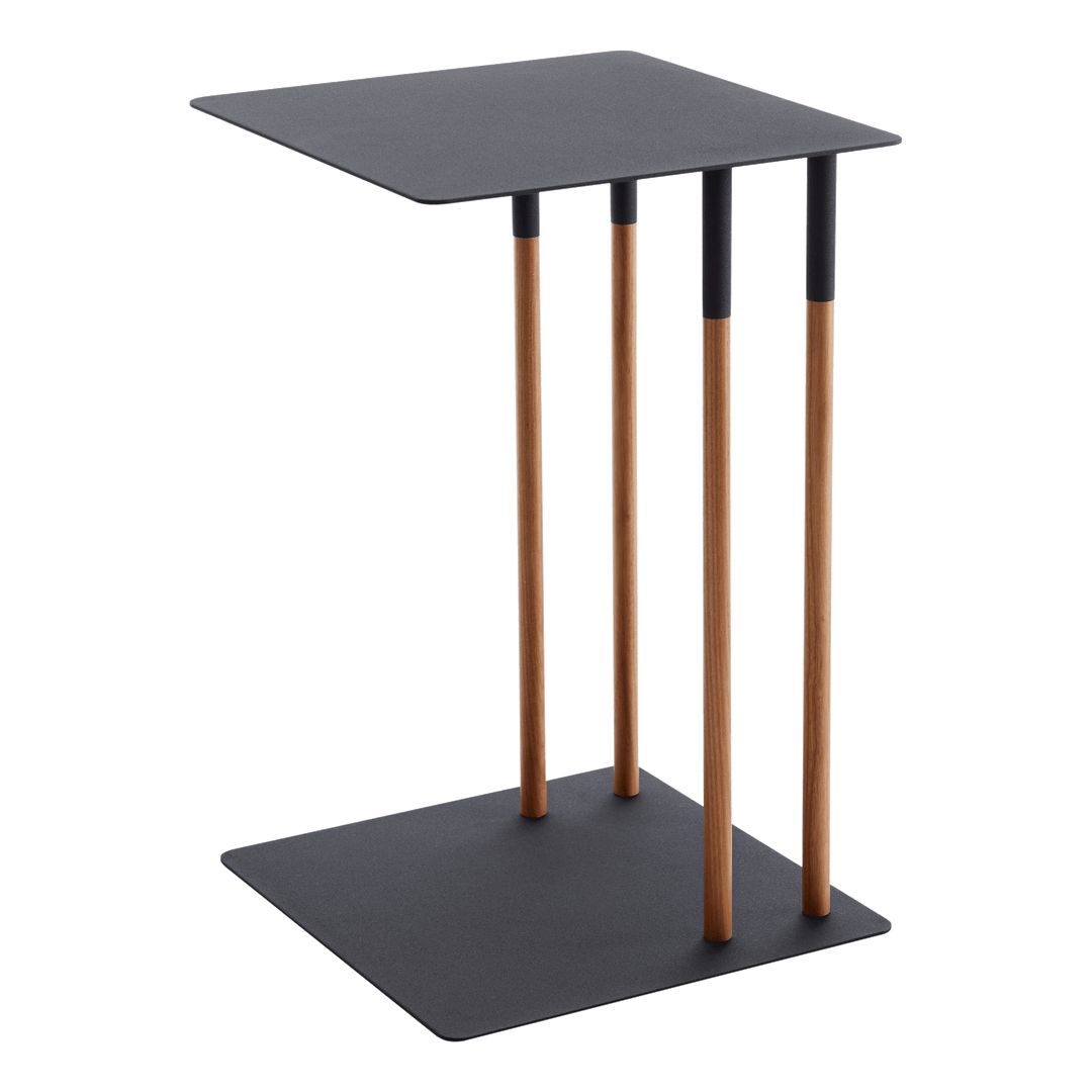 Yamazaki Sofa Table - Square - Black Steel Top - Black/Brown Frame