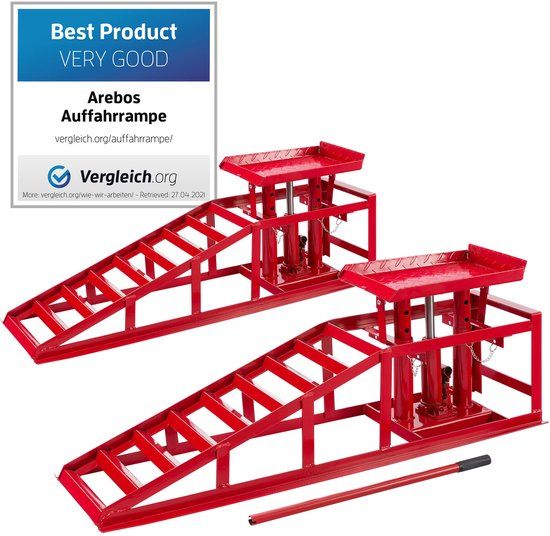 Arebos Oprijbokken met krik - oprijbrug auto - 2000 kg - 2 stuks