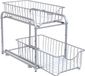 Songmics Organisateur de cuisine - 35,8x21,6x27,2 cm - 2 tiroirs coulissants pour placards - organisateur de tiroir empilable - argent