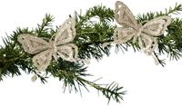 Cosy&Trendy Billiet - Vanlaere Kerstboomversiering Vlinder - 4x - 14 cm - champagne glitter - op clip - ornament