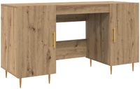 vidaXL - Bureau - artisanaal - eikenkleurig - Bewerkt - hout - 140 x 50 x 75 cm