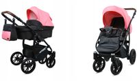 BabyLux® Kinderwagen 2in1 – OPTIMAL - BLACK CORAL BLACK FRAME