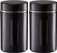 Zeller Voorraadpot/blik met venster - 2x - Zwart - 900 ml - Glas/Metaal