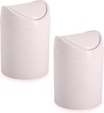 Plasticforte Mini Prullenbakje - 2 Stuks - Roze - Kunststof - Klepdeksel - Keuken/Aanrecht - 12 x 17 cm