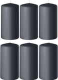 Enlightening Candles Bougie cylindrique/bougie pilier - 8x - anthracite - D6 x H8 cm - 27 heures de combustion
