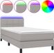 vidaXL Boxspring met matras en LED, stof, lichtgrijs, 90x190 cm