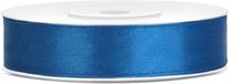 Merkloos Decoratie satijn sierlint - blauw - 12 mm x 25 meter - Cadeaulint satijnlint - hobby/knutsel materiaal