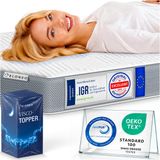 ELONEO Matelas surmatelas Visco 160x200 cm – 5 cm de haut – Surmatelas en mousse à mémoire avec sangles d'angle et housse en maille respirante