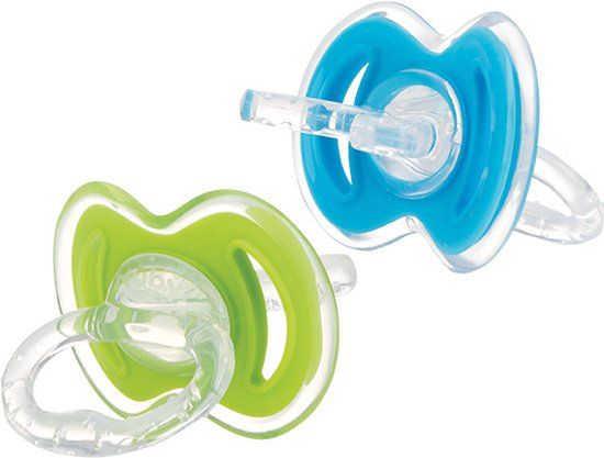 Nuby Gum-eez Fopspeen Bijtringen - 2-Pack - Groen en Blauw - 3+ maanden