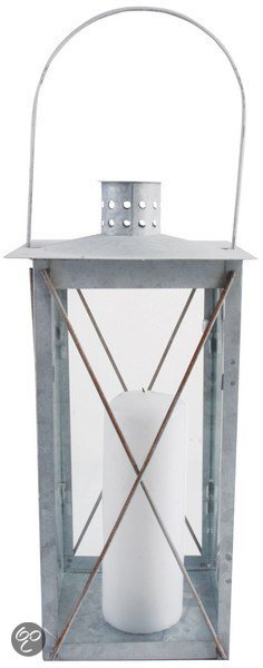 Esschert Design Klassieke rechthoekige lantaarn oud zink 35cm