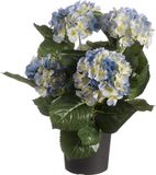 Louis Maes Kunstplant - Hortensia hydrangea - blauw - in pot - 44 cm