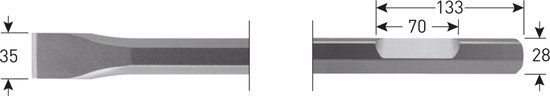 Rotec 6-kant Plattebeitel 35x500mm 6-kant ø28,0 met uitsparing