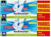 Bison Vochtvreter Ambiance Magneet Neutraal 4-Pack - 2 x 4 x 450 gr - Voordeelverpakking