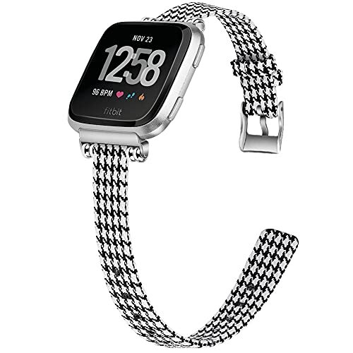 Chainfo compatibel met Fitbit Versa 2 / Versa 2 SE/Versa Lite/Versa smartwatch Watch Band, Canvas Fabric Sport Strap Replacement Watchband Wristband for Smart Watch (Pattern 6)