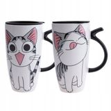 Lachineuse Set van 2 Grote Mokken 600ml - Vrolijke Katten Design - Porselein