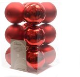 Decoris Kerstballen kunststof 6cm kerst rood