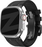Bandz Siliconen band 'Luxe Liquid' - Zwart met zwarte connectors