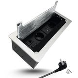 EVOTRADE Inbouwstekkerdoos met 2 SCHUKO 2 USB (A+C) 1 HDMI 1 Rj45 meervoudige contactdoos voor kantoor (aluminium)