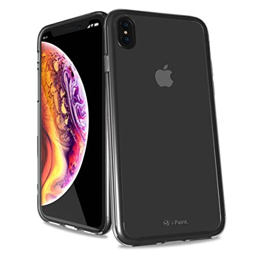 i-Paint Beschermhoesje voor iPhone XS Max met achterkant van PC, transparant, transparant, met randen van TPU, schokbestendig, Clear Frame Case