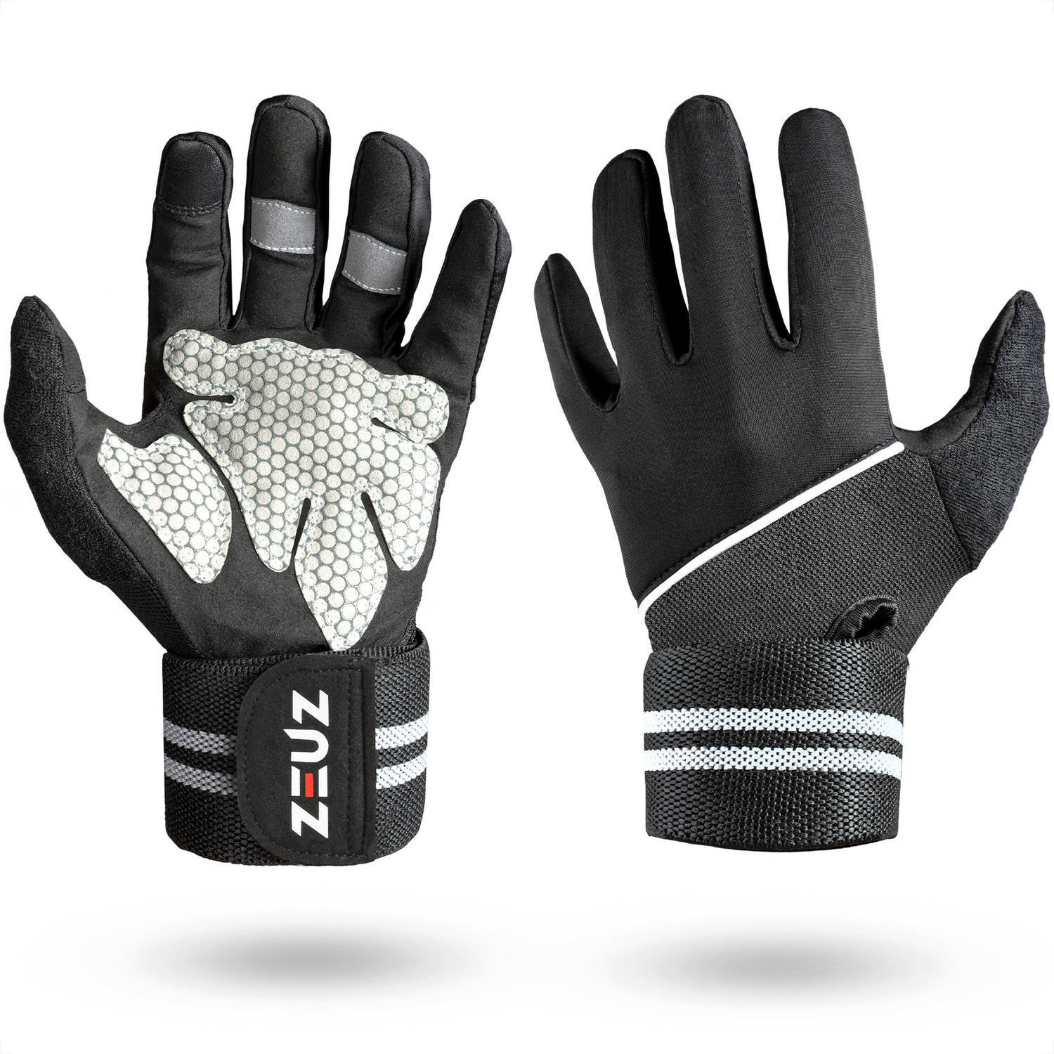 ZEUZ ZEUZ® Sport & Fitness Handschoenen Heren & Dames - Krachttraining – Crossfit Gloves – Volledige Bescherming Vingers - Grijs & Zwart - Maat XL
