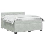 vidaXL Boxspringbed met matras en LED-verlichting, lichtgrijs, 140 x 200 cm, fluweel