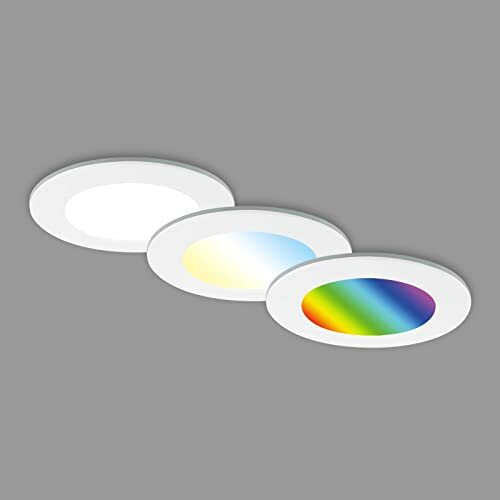 Briloner - Set van 3 LED Inbouwspots Plafond, RGB Inbouwspots CCT, LED Inbouwspot Badkamer, Inbouwspots Badkamer IP65, Zwart, 92x45 mm (DxH)