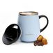 GRANDTIES Geïsoleerde koffiemok met handvat - schuifdeksel voor spatwaterdichte thermosbeker van 16 oz met dubbelwandige vacuüm roestvrij staal houdt dranken warm en koud - Glacier Lake