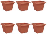 vidaXL Vierkante Bloempot 6 st Baksteenrood 43 x 43 x 33,5 cm