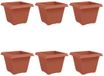 vidaXL Vierkante Bloempot 6 st Baksteenrood 43 x 43 x 33,5 cm