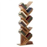 Wehome Boekenkast van hout, geschikt voor woonkamer, entree en slaapkamer, verticale boekenkast met modern en elegant design, afmetingen 50 x 25 x 141 cm (natuurlijk hout)