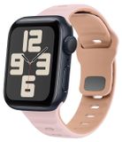 Wigento Apple Watch SE 2023 44mm siliconen horlogeband met golvende textuur, roze/bruin