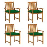 VidaXL Tuinstoelen 4 st met kussens massief acaciahout