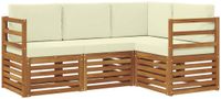 vidaXL - Bank loungeset - 4 zitplekken - Natuurlijk en crème - Polyester
