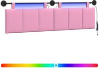 vidaXL - Hangend hoofdbord - Met LED-verlichting - Roze - Stof