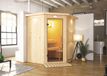 Karibu Taurin Sauna, Innensauna, Eckaufstieg, 9 kW Ofen, externe Steuerung, 170x151x198 cm, klare Glastür