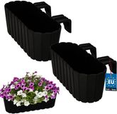 KOTARBAU® 2 st Balkonbak, Bloembak voor Balkon, PVC, 40x15x15 cm, Antraciet
