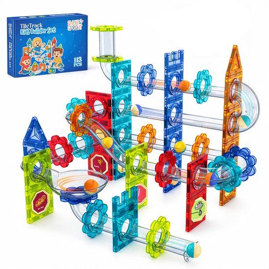 Sweet Sprout TIBA B.V. Magnetic Tiles - Knikkerbaan 113 stuks