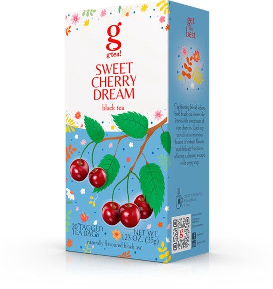 g'tea! Zwarte thee Sweet Cherry Dream, 20 stuks